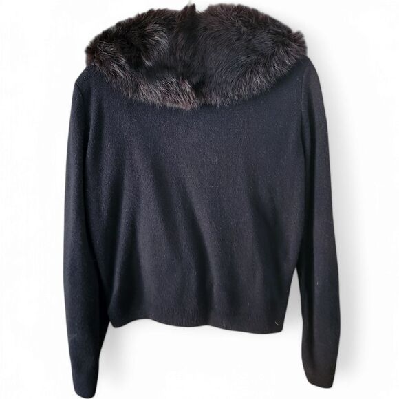 Vintage Fox Fur Collar Cardigan Orlon Acrylic - Picture 4 of 7